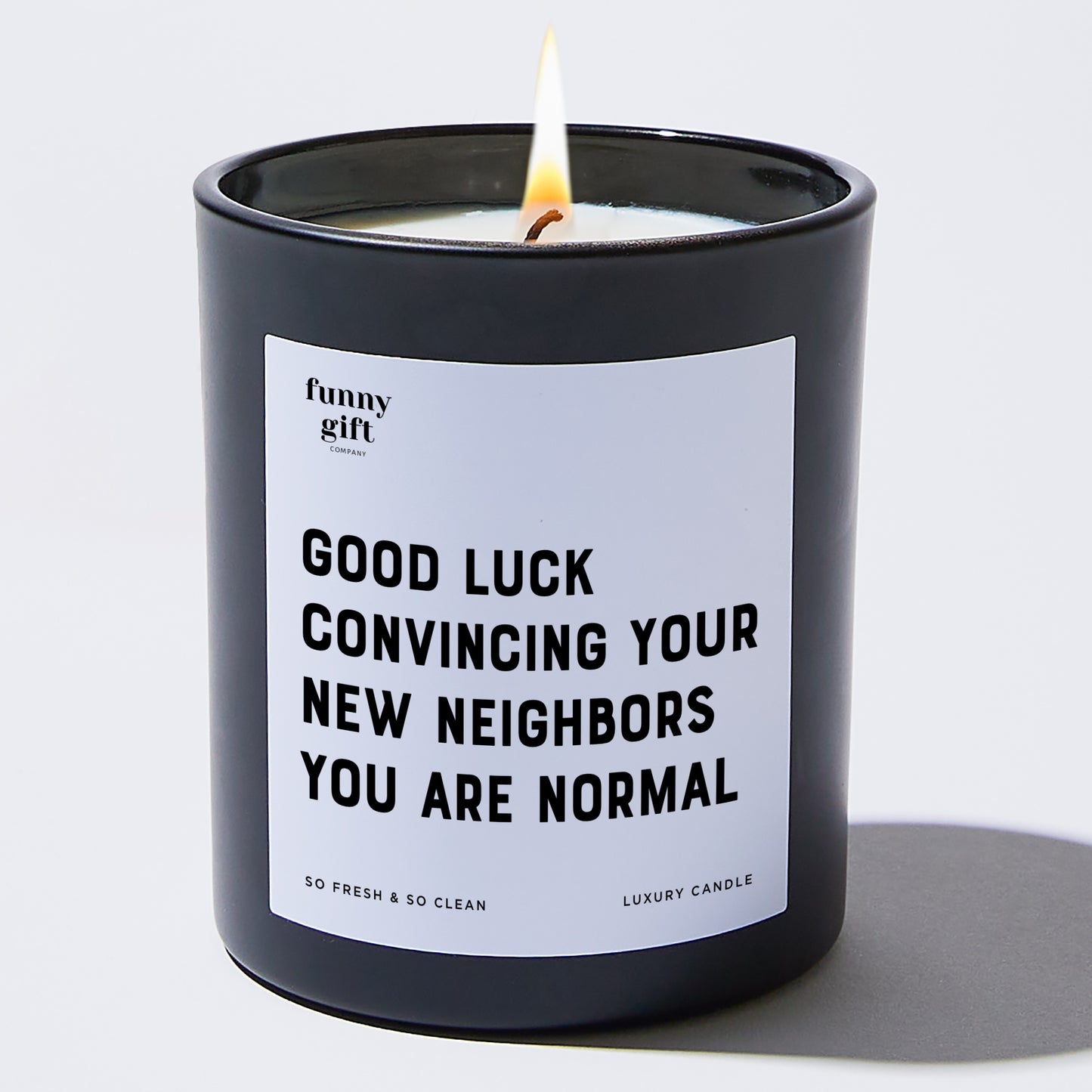 Unique Housewarming Gift - Good Luck Convincing Your New Neighbors You Are Normal - Candle