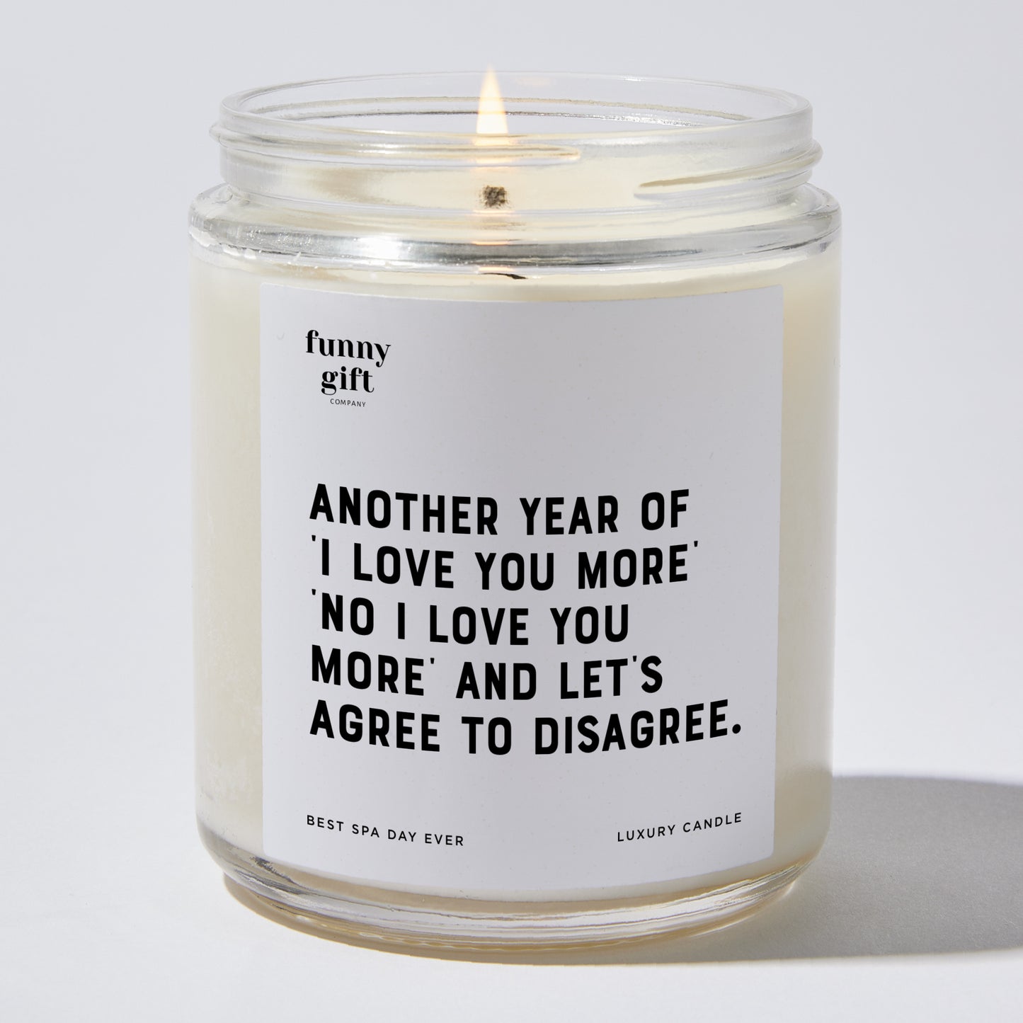 Anniversary Present - Another Year of 'I Love You More,' 'No, I Love You More,' and 'Let's Agree to Disagree'. - Candle