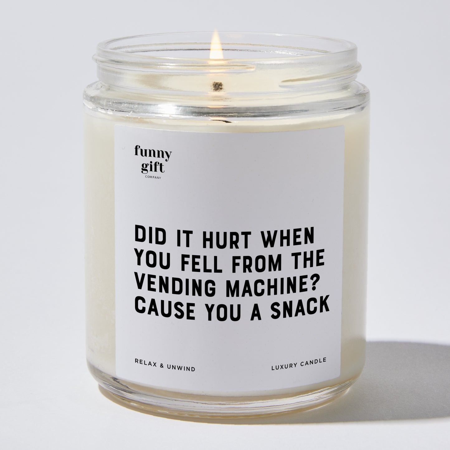 Anniversary Present - Did It Hurt When You Fell From the Vending Machine? Cause You a Snack - Candle