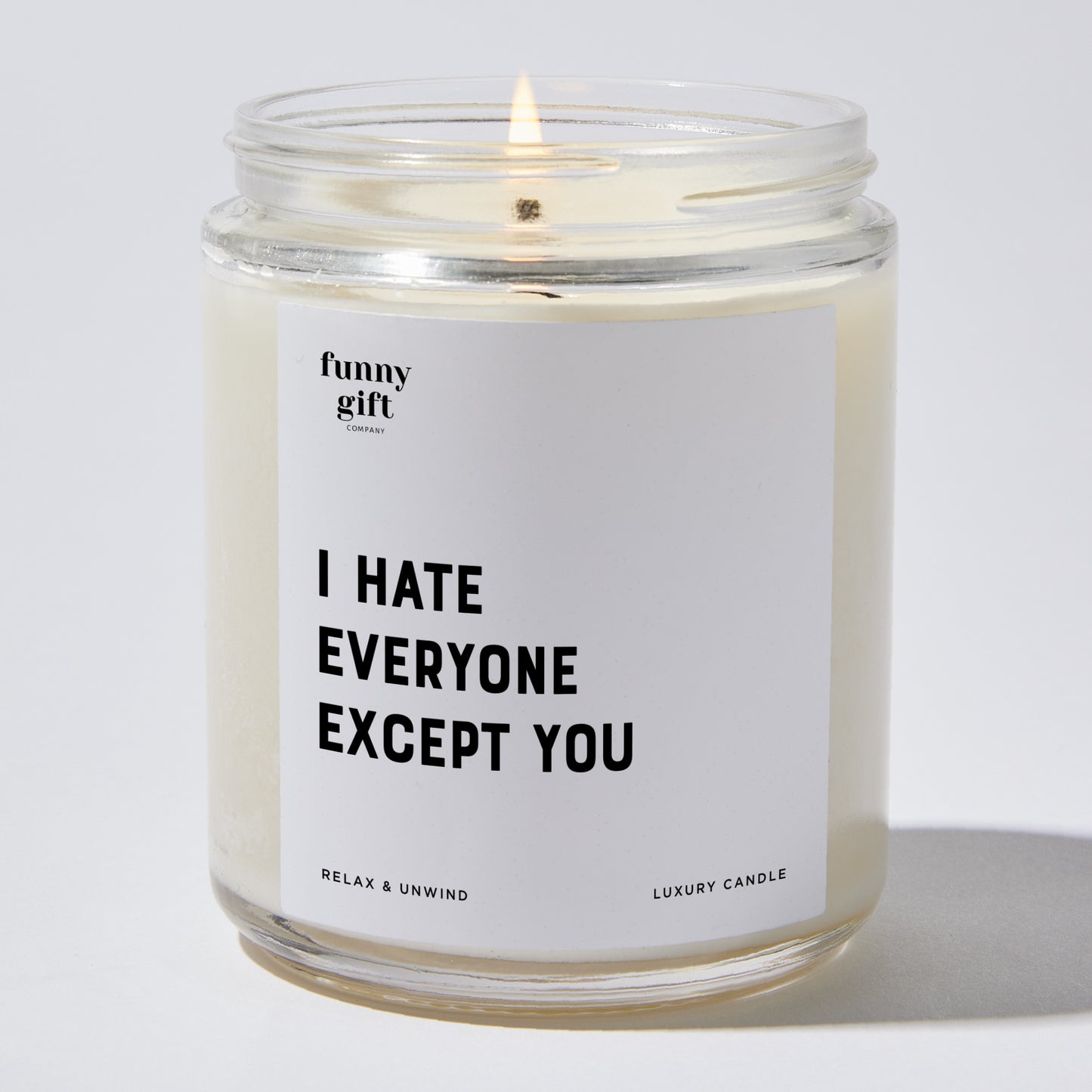 Fun Gift for Friends - I Hate Everyone Except You - Candle