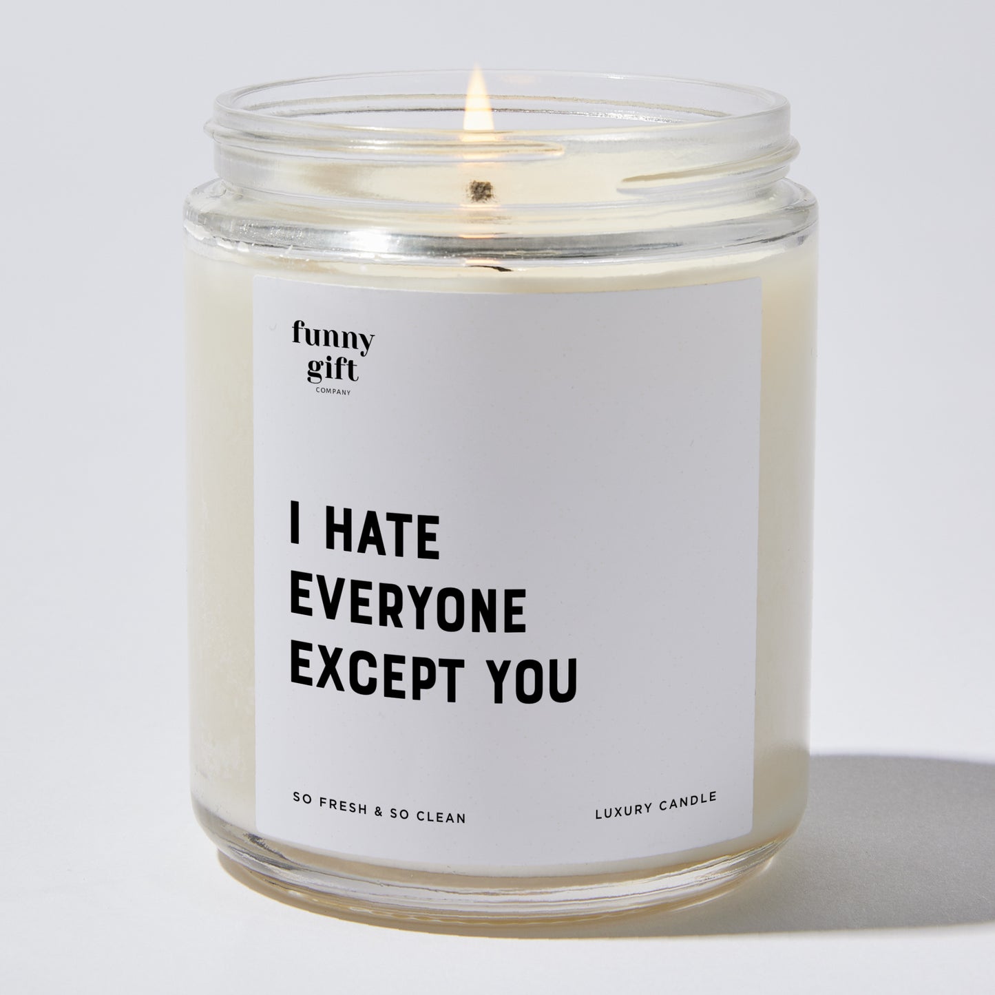 Fun Gift for Friends - I Hate Everyone Except You - Candle