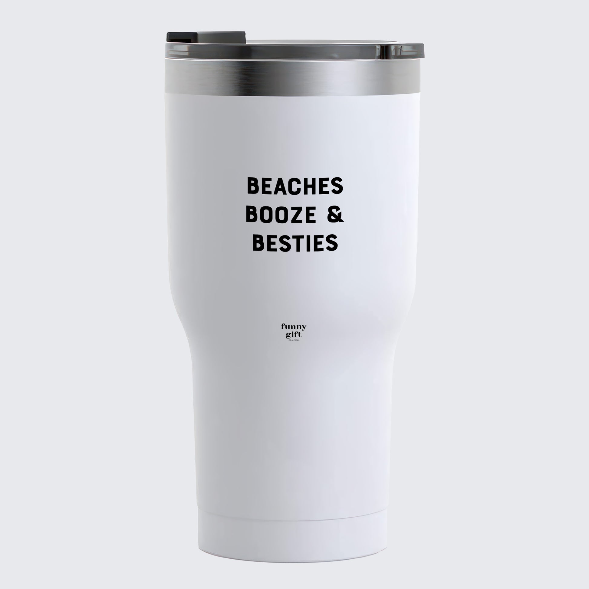 Travel Coffee Mug - Beaches Booze & Besties - Coffee Tumbler