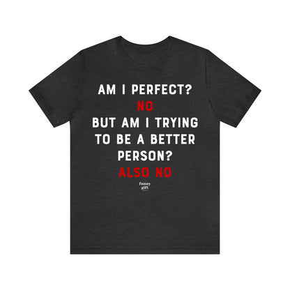 Funny Shirts for Women - Am I Perfect? No but Am I Trying to Be a Better Person? Also No - Women's T Shirts